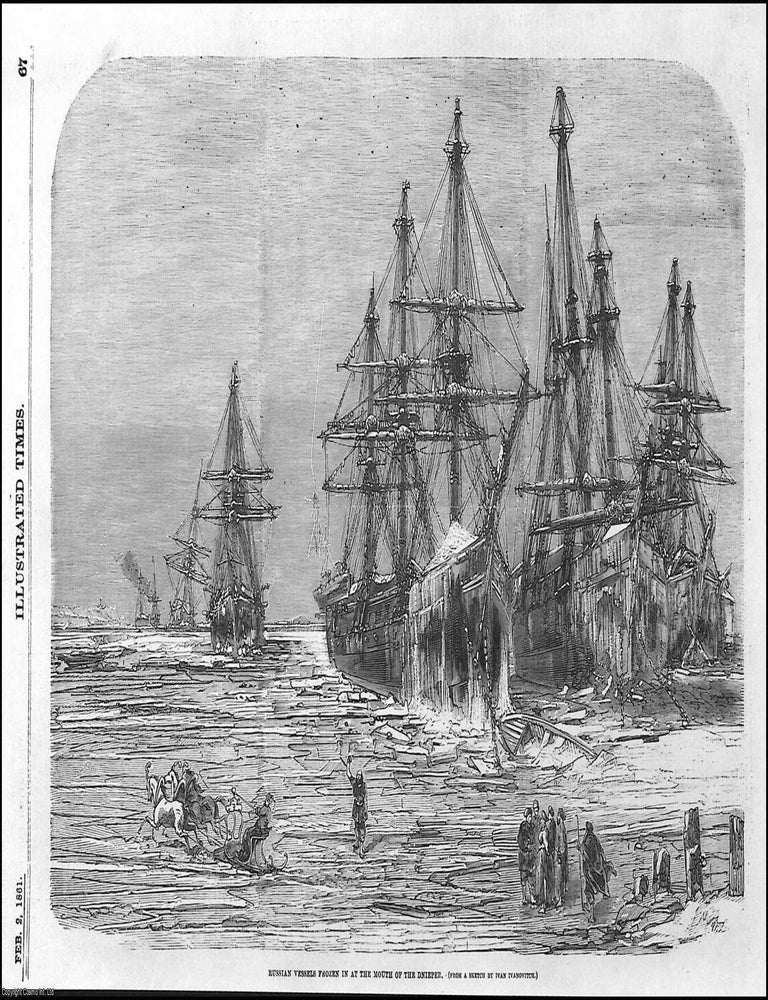 Item #372672 Russian Vessels frozen in at the Mouth of the Dnieper. From a Sketch by Ivan...