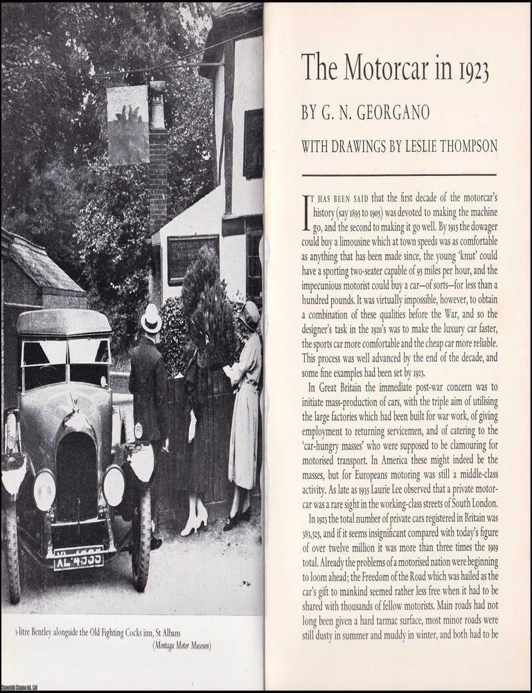 Item #372768 The Motorcar in 1923. By G.N. Georgano. With drawings by Leslie Thompson. An...