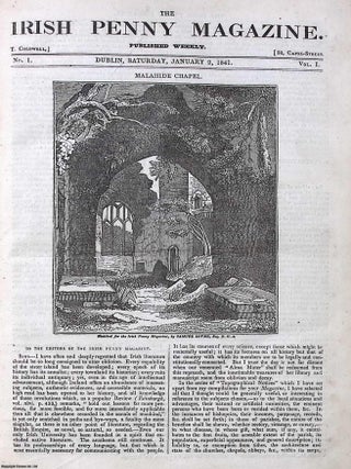 1841, Malahide Chapel. Featured in a full weekly issue of the uncommon Irish Penny Magazine, 1841. Irish Penny Magazine.