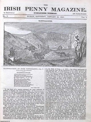 1841, The Valley of Glendalough. Featured in a full weekly issue of the uncommon Irish Penny. Irish Penny Magazine.
