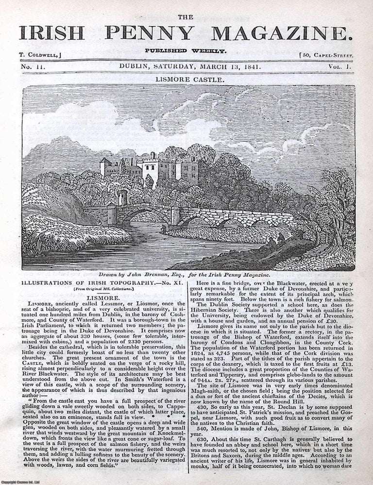 Item #372865 1841, Lismore Castle, County Waterford. Featured in a full weekly issue of the...