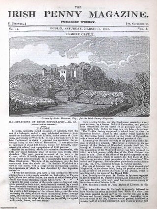 1841, Lismore Castle, County Waterford. Featured in a full weekly issue of the uncommon Irish. Irish Penny Magazine.