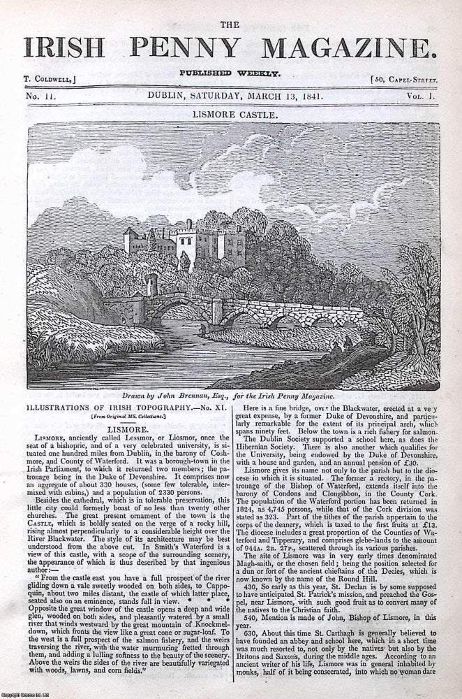 Item #372865 1841, Lismore Castle, County Waterford. Featured in a full weekly issue of the...