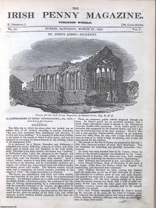 1841, Saint John's Abbey, Kilkenny. Featured in a full weekly issue of the uncommon Irish. Irish Penny Magazine.