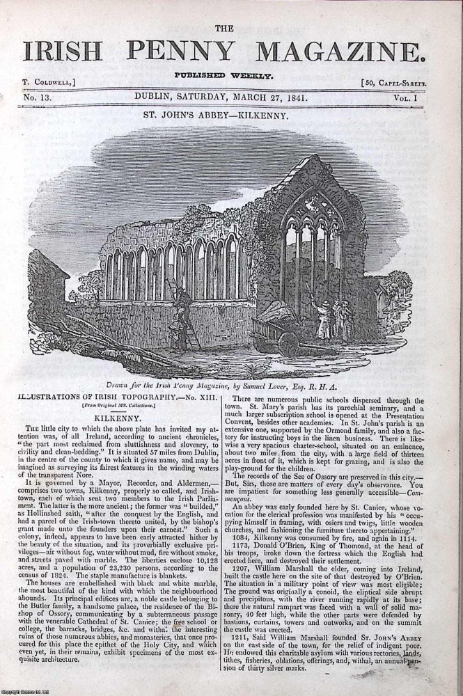 Item #372867 1841, Saint John's Abbey, Kilkenny. Featured in a full weekly issue of the...