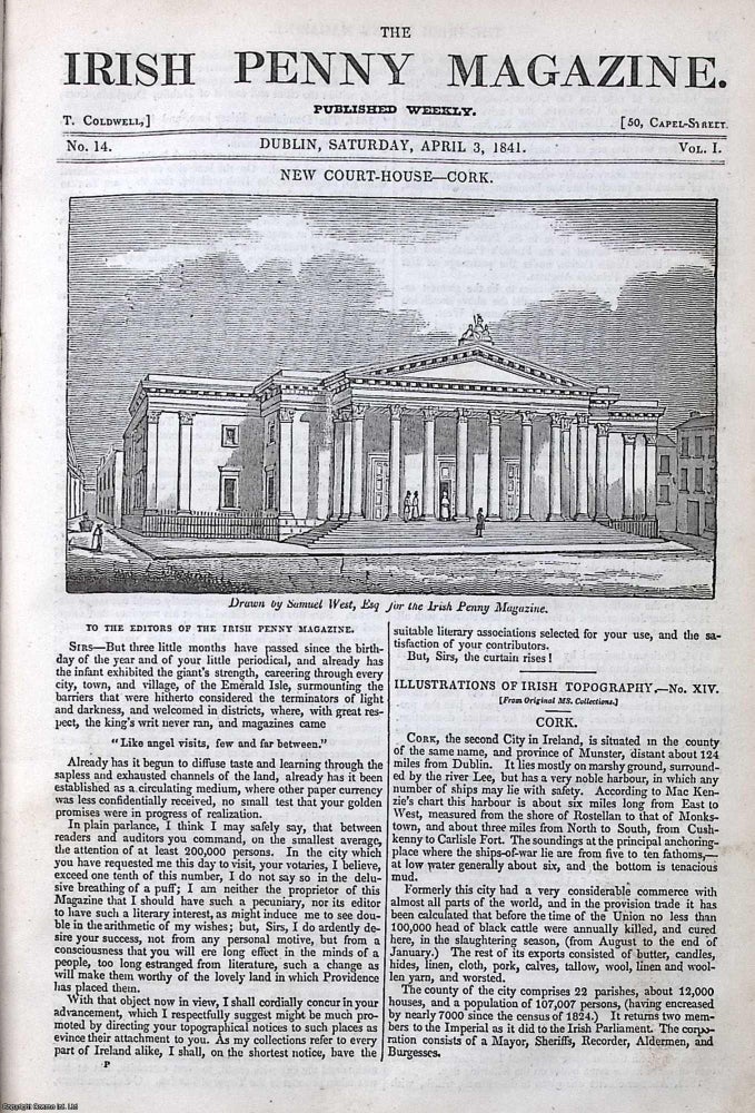 Item #372868 1841, New Court House, Cork : Barnaslingan, The Scalp, County Dublin. Two pieces...