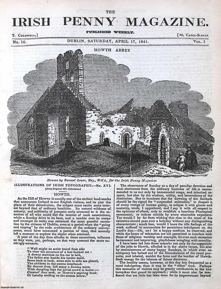 Item #372870 1841, Howth Abbey. Featured in a full weekly issue of the uncommon Irish Penny...