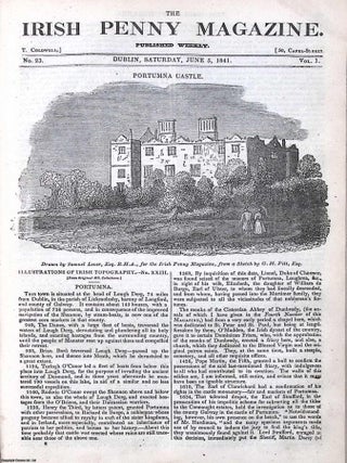 1841, Portumna & Portumna Castle. Featured in a full weekly issue of the uncommon Irish Penny. Irish Penny Magazine.