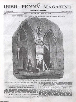 1841, Dean Swift's Monument, St. Patrick's Cathedral, Dublin. Featured in a full weekly. DEAN SWIFT'S MONUMENT.