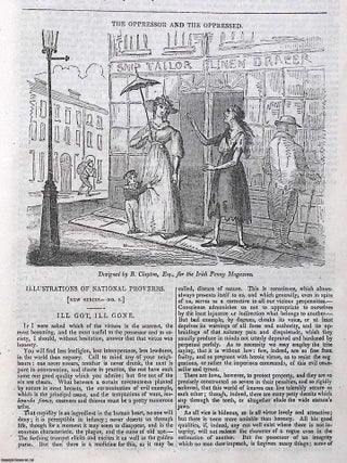 1841, Carlow Castle & The Town of Carlow : Noozing of Woodcocks (poaching). Two pieces featured in a full weekly issue of the uncommon Irish Penny Magazine, 1841.