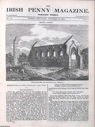 1841, Downpatrick, Down Abbey. Featured in a full weekly issue of the uncommon Irish Penny. DOWN ABBEY DOWNPATRICK.