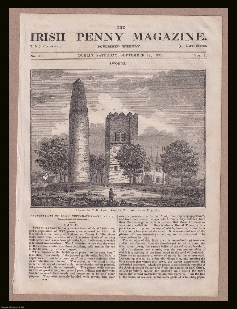 Item #372957 Swords, Fingal County, Ireland. Drawn by F.R. Lewis. An original 1833 print. FOUNDED...