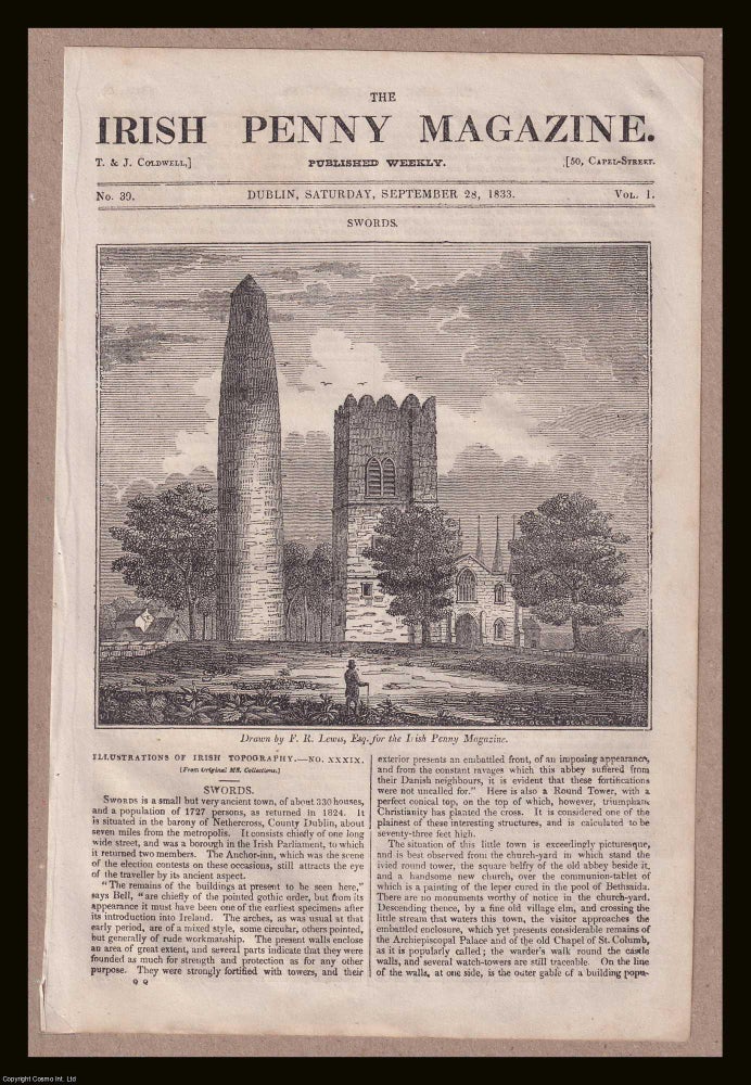 Item #372957 Swords, Fingal County, Ireland. Drawn by F.R. Lewis. An original 1833 print. FOUNDED...