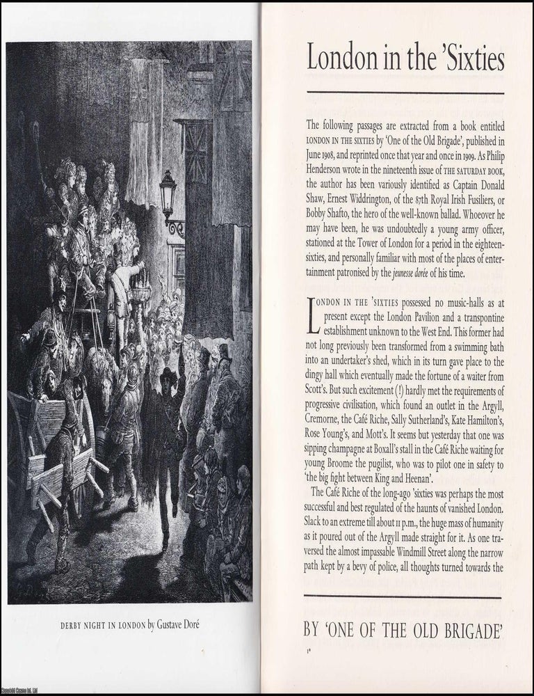 Item #373001 London Entertainment in the 1860s. An original article from the Saturday Book, 1968....