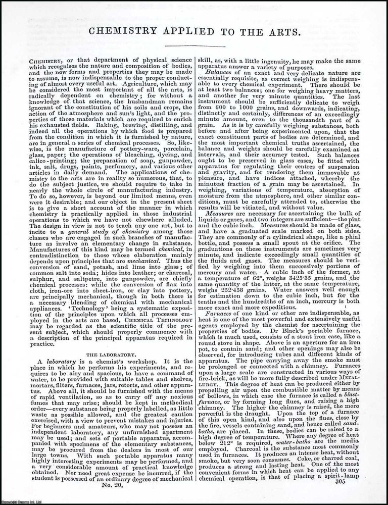 Item #373154 Chemistry Applied to the Arts. An article from Chambers's Information for the...