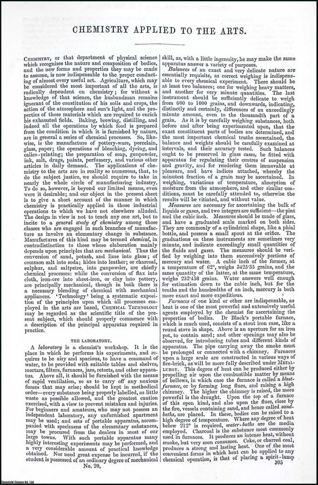 Item #373154 Chemistry Applied to the Arts. An article from Chambers's Information for the...