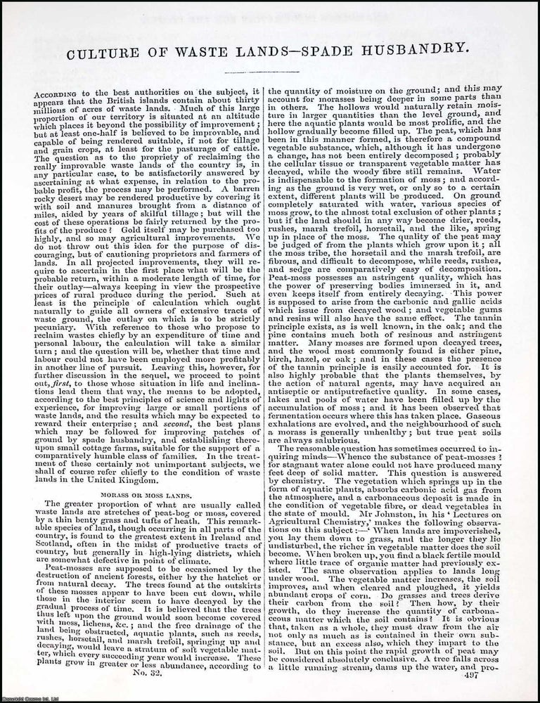 Item #373166 Culture of Waste Lands, Spade Husbandry. An article from Chambers's Information...