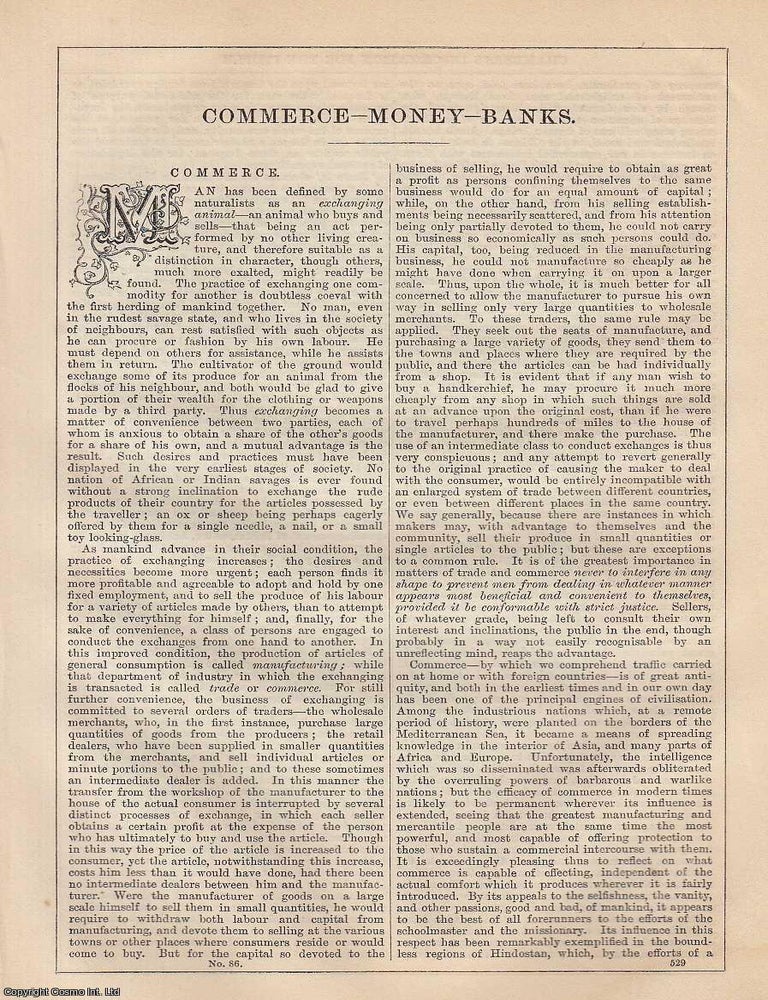 Item #373212 Commerce, Money, Banks. An article from Chambers's Information for the People,...