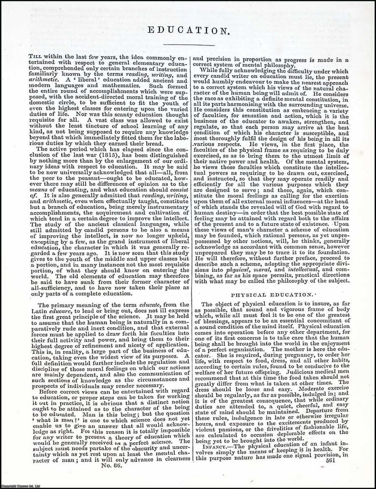 Item #373216 Education. An article from Chambers's Information for the People, 1849....
