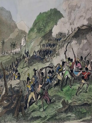 Haiti : Santo Domingo. The Capture of Gros Morne. Prise du Gros Morne. Drawn by Pierre Martinet. HAITIAN REVOLUTION : HAND COLOURED.