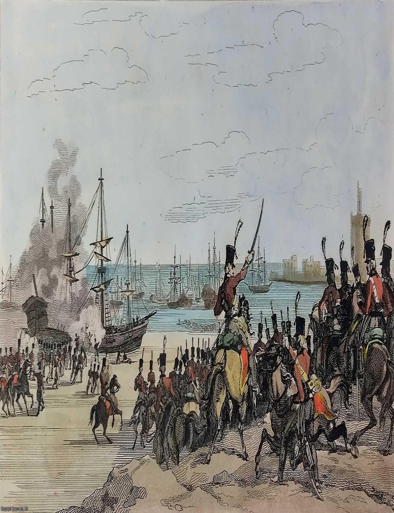 Item #373287 French Revolution : Capture of the Dutch Fleet at Helder, by the French Hussars, January 21, 1795. Prise de la Flotte Hollandaise. Drawn by Pierre Martinet. Engraved by Branche. An Original Steel Engraving, published in 1835. 1795 RARE MILITARY ACHIEVEMENT.