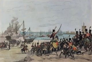 French Revolution : Capture of the Dutch Fleet at Helder, by the French Hussars, January 21, 1795. Prise de la Flotte Hollandaise. Drawn by Pierre Martinet. Engraved by Branche. An Original Steel Engraving, published in 1835.
