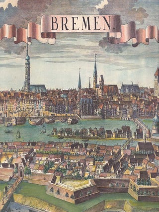 Bremen Germany 1719, panoramic view. A Painting by F.B. Werner. A modern colour reproduction of the original painting, published by Probst in 1719.