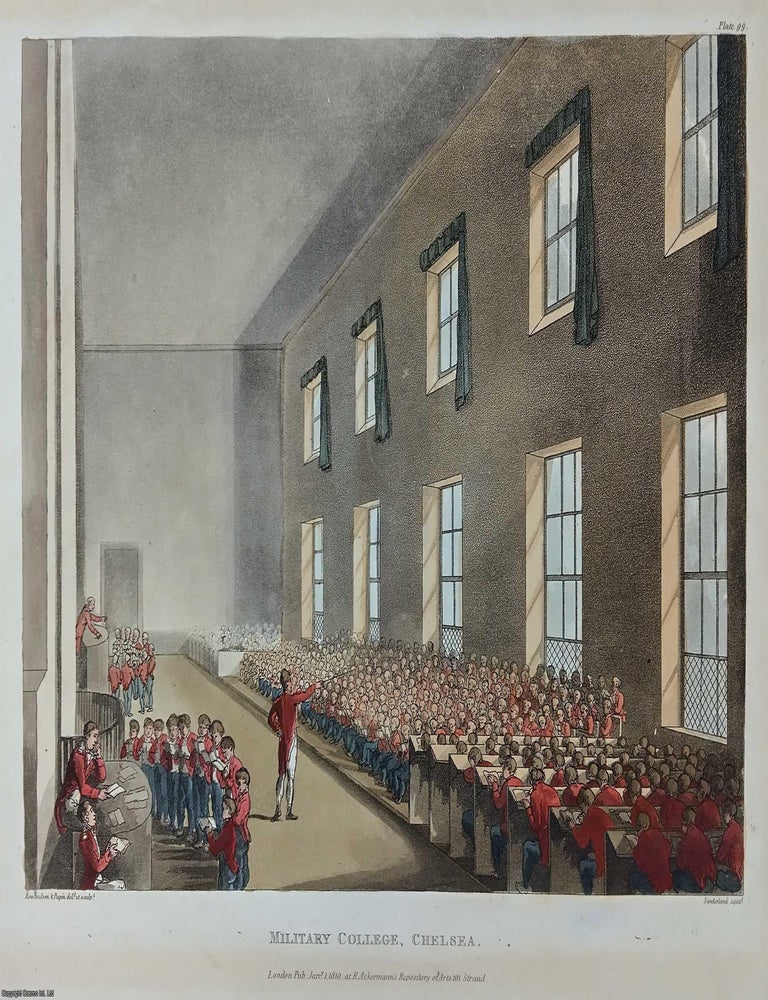 Item #373294 Chelsea Military College; the interior, showing one of the halls, with a class in...