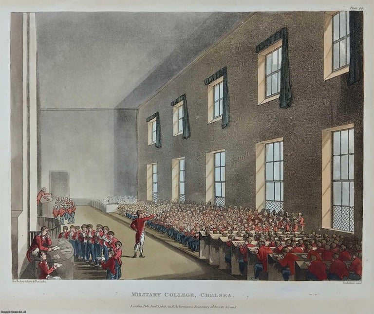 Item #373294 Chelsea Military College; the interior, showing one of the halls, with a class in...