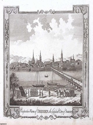 A perspective view of Dresden, capital of Saxony; an undated c.1790 copper engraved original print. C.1790 PERSPECTIVE VIEW OF DRESDEN.