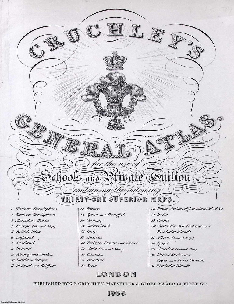 Item #373390 Engraved & Letterpress Title Page of Cruchley's General Atlas, published in...