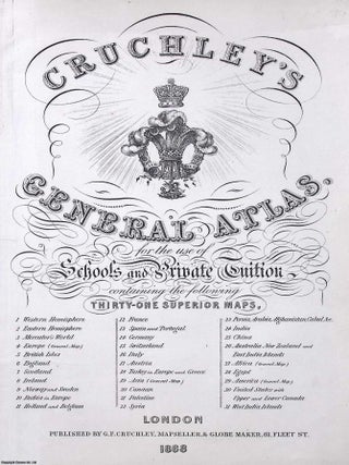 Engraved & Letterpress Title Page of Cruchley's General Atlas, published in 1868 by G.F. 1868 ATLAS TITLE PAGE.