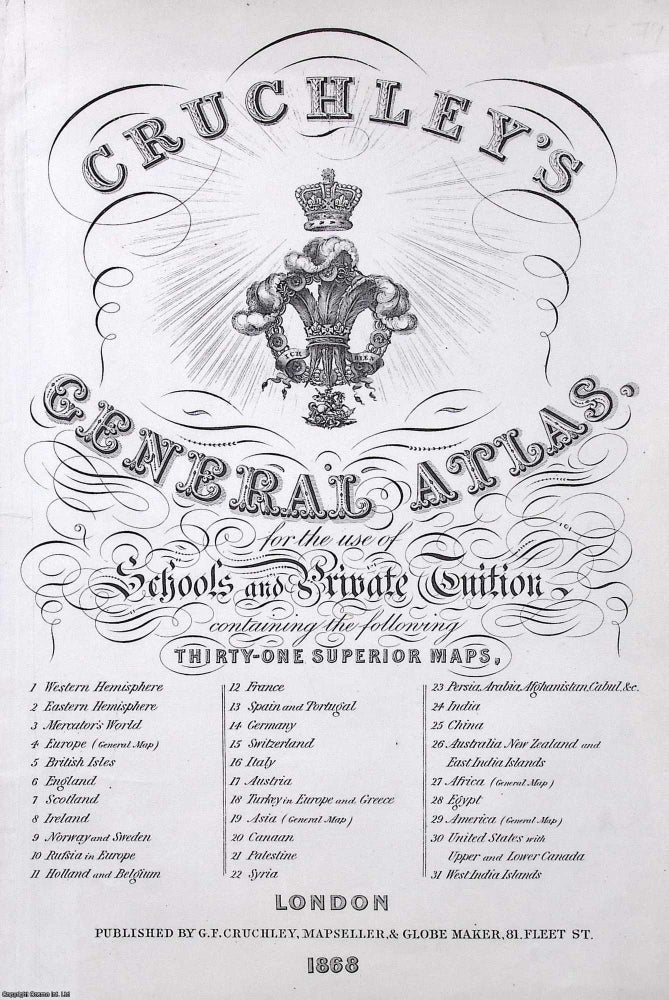 Item #373390 Engraved & Letterpress Title Page of Cruchley's General Atlas, published in...