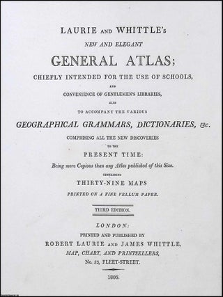 The letterpress title page of Laurie and Whittle's New and Elegant General Atlas, published. 1806 ATLAS TITLE PAGE.