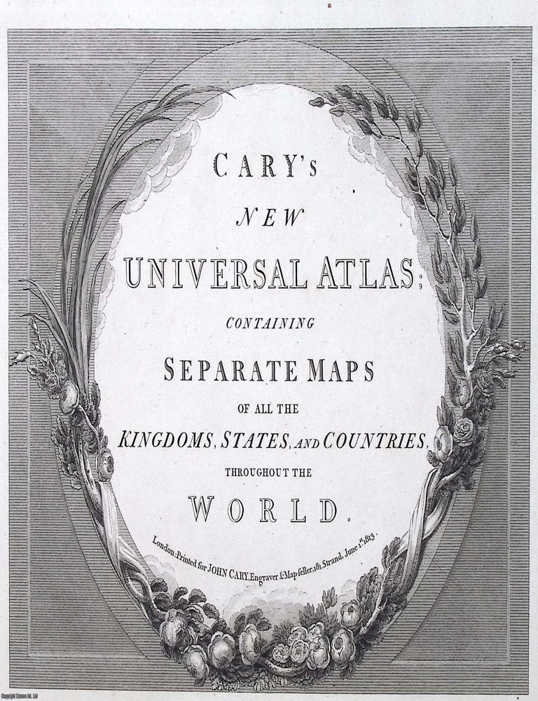 Item #373400 Decorative title page from Cary's New Universal Atlas, 1813. ENGRAVED TITLE...