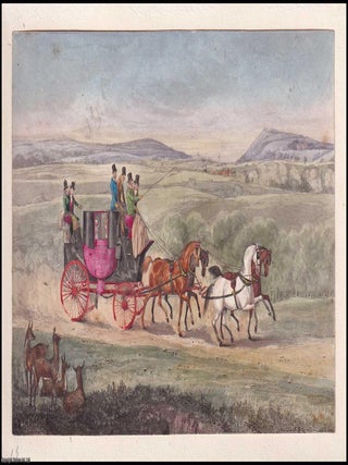 Carriage Crossing in the Deer Valley, c. 1840. EARLY 19TH CENTURY COPPERPLATE ENGRAVING.