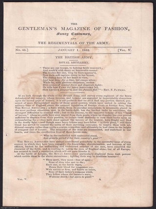 Hand Coloured Engraving, 1832 : Royal Artillery Mounted Officer in Shako, Post-Waterloo Dress Regulations.