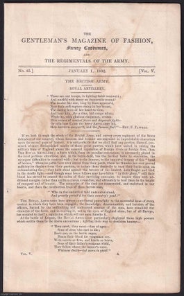 Hand Coloured Engraving, 1832 : Royal Artillery Mounted Officer in Shako, Post-Waterloo Dress Regulations.