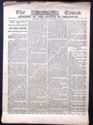 1854, The Attack on Balaclava and The Battle of Inkermann. Two Special Report Issue of The Times newspaper, dated November 13th and 23rd, 1854.