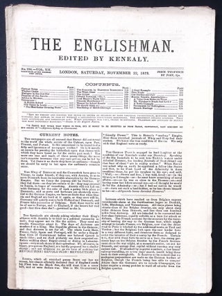 The Tichborne Claimant's Newspaper : The Englishman, Edited by Kenealy. Issues 294-298, November-December 1879. See pictures for details of specific contents.