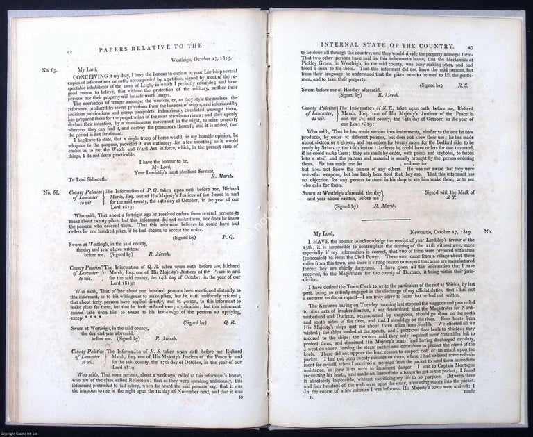 Item #373739 Peterloo 1819. Papers Relative to the Internal State of the Country : Presented to...