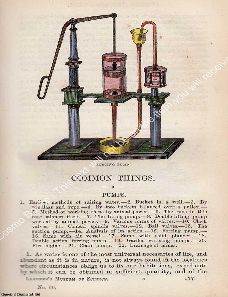 Item #373748 Pumps and Pumping Principles: With hand coloured woodcuts. A nineteenth-century...