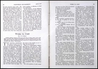 The Managers Machine : A Symbolic Blueprint of Business Operations. Work vs. Cost, by J.K. Mason. An original colourful diagram and short article from The Engineering Magazine 1917.