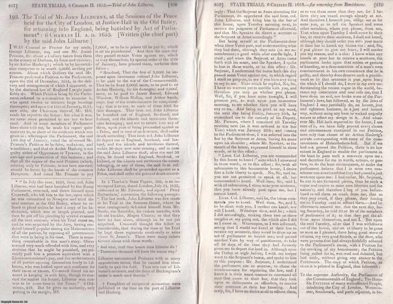 Item #373766 The Trial of Mr John Lilburne, at the Sessions of the Peace held for the City of...