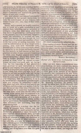 Case of the Constitution of the island of Jamaica, 1678. An Original Trial Report from Cobbett's State Trials, part of the great 19th-century archive of courtroom history.