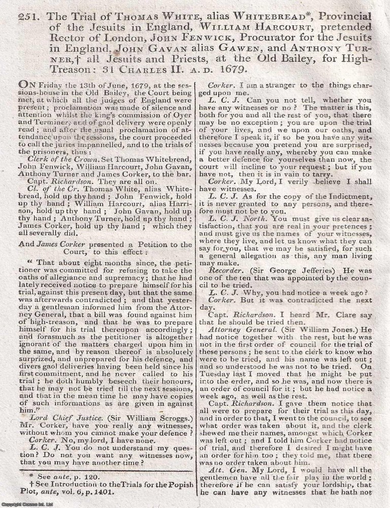 Item #373784 Trials and Polemics of the Popish Plot, 1679 : The Proceedings Against Whitebread,...