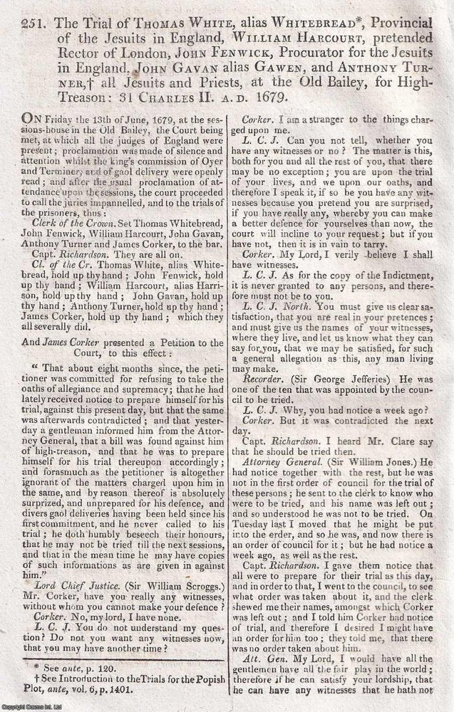 Item #373784 Trials and Polemics of the Popish Plot, 1679 : The Proceedings Against Whitebread,...
