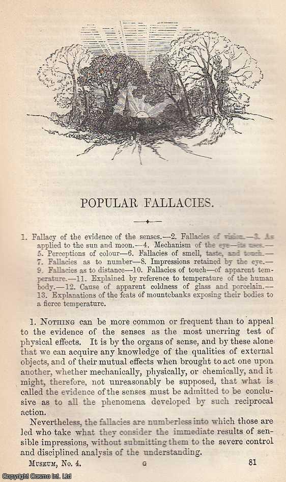 Item #373798 Popular Fallacies; Curious Misconceptions of Vision, Colour, Taste, Touch, and the...