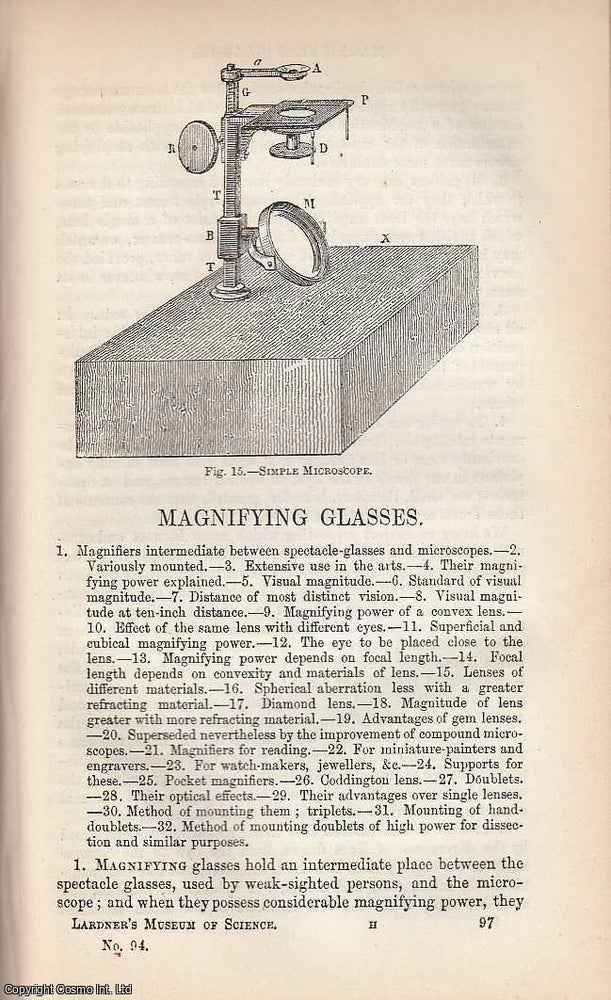 Item #373838 Magnifying Glasses; Simple Lenses That Opened Vast New Worlds . A nineteenth-century...