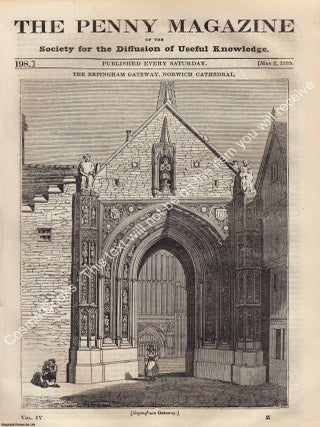 The Erpingham Gateway, Norwich Cathedral : William Hogarth (14) : Some Recollections of The Easter Holidays in The South of Italy (part 2). Issue No. 198, May 2, 1835. A complete original weekly issue of the Penny Magazine, 1835.